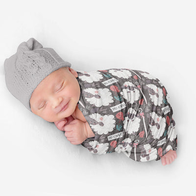 PERSONALIZED CUTE SHEEP SWADDLE BLANKET