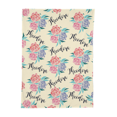 PERSONALIZED CUTE ROSES SWADDLE BLANKET