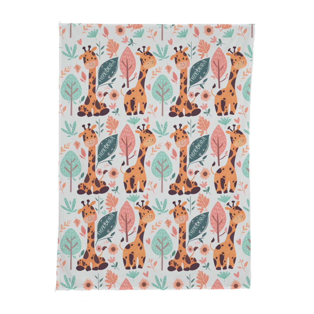 PERSONALIZED CUTE GIRAFFE SWADDLE BLANKET