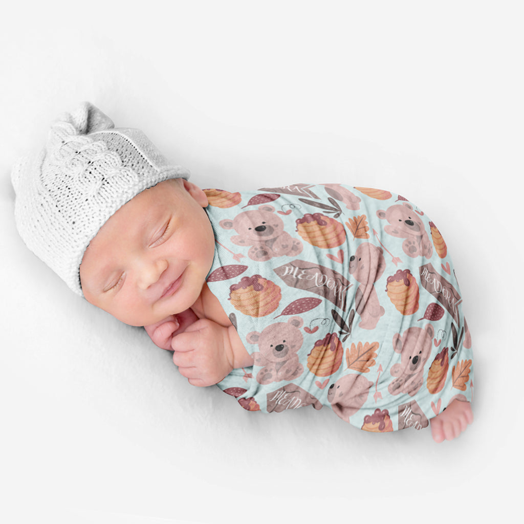 PERSONALIZED CUTE BEAR SWADDLE BLANKET