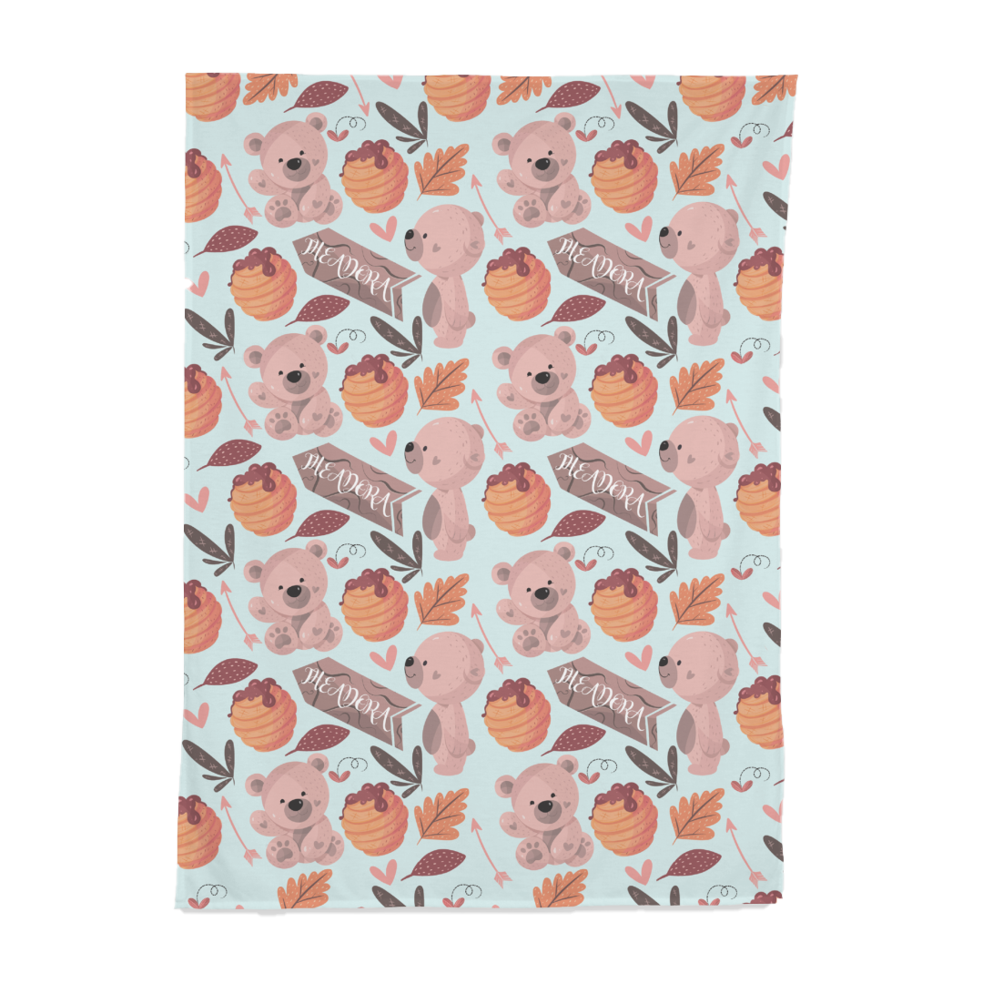 PERSONALIZED CUTE BEAR SWADDLE BLANKET