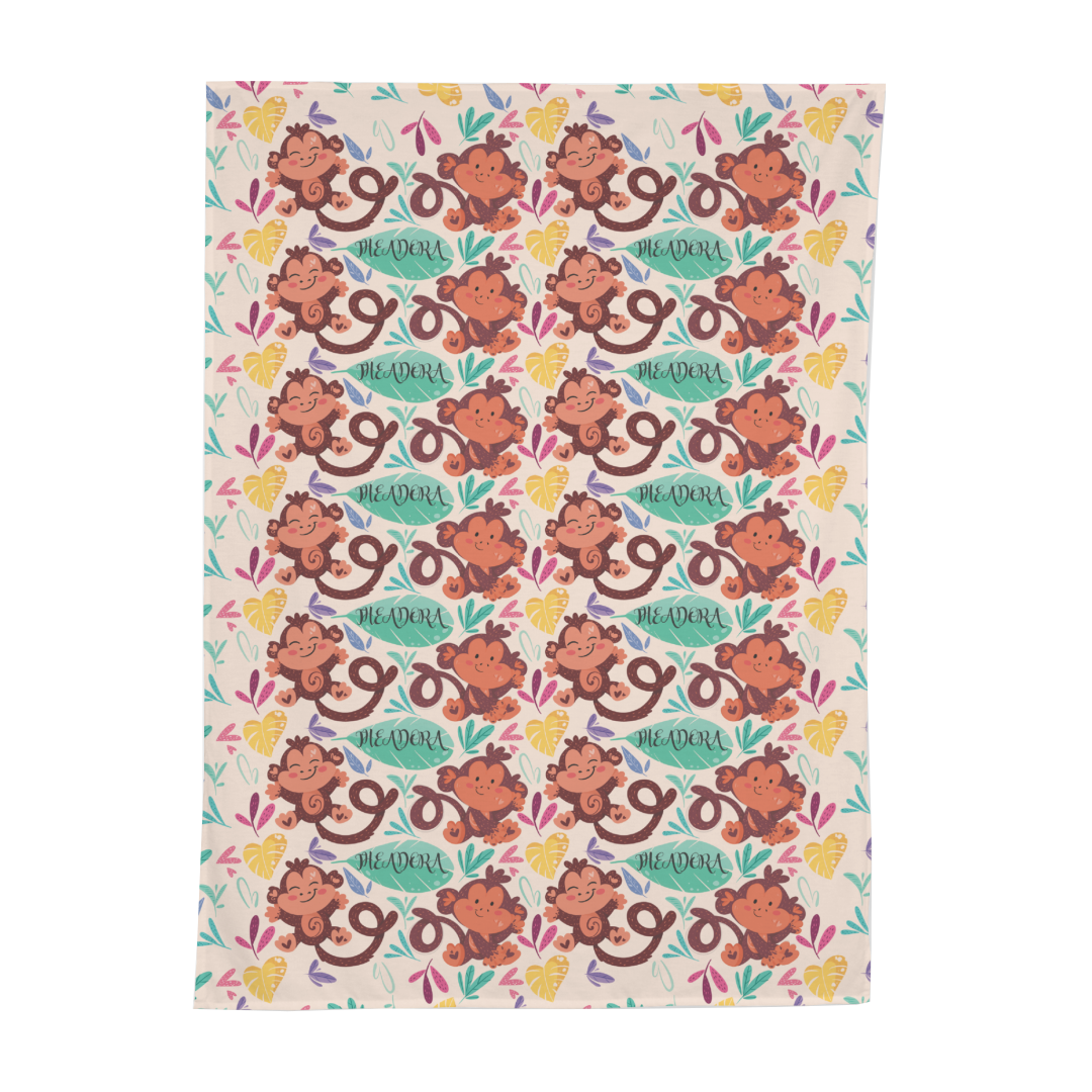 PERSONALIZED CUTE MONKEY SWADDLE BLANKET
