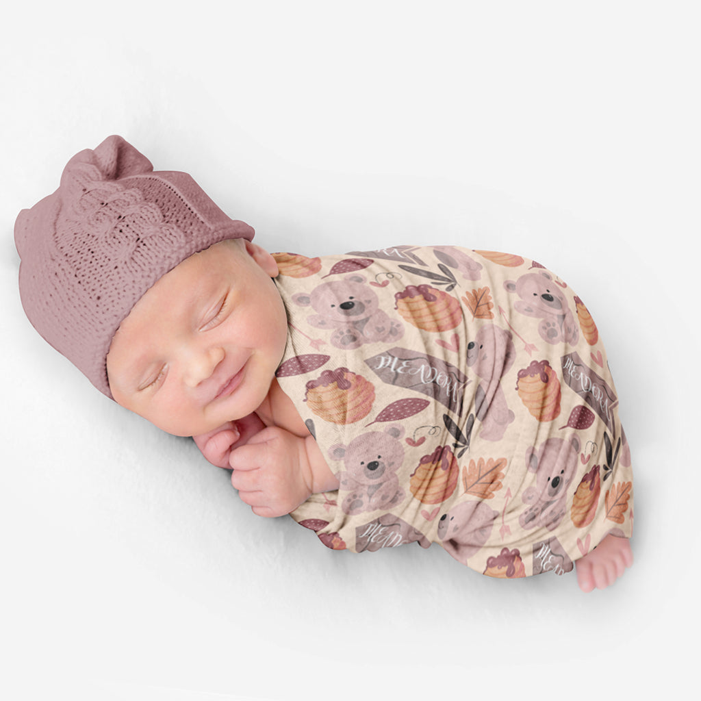 PERSONALIZED CUTE BEAR SWADDLE BLANKET