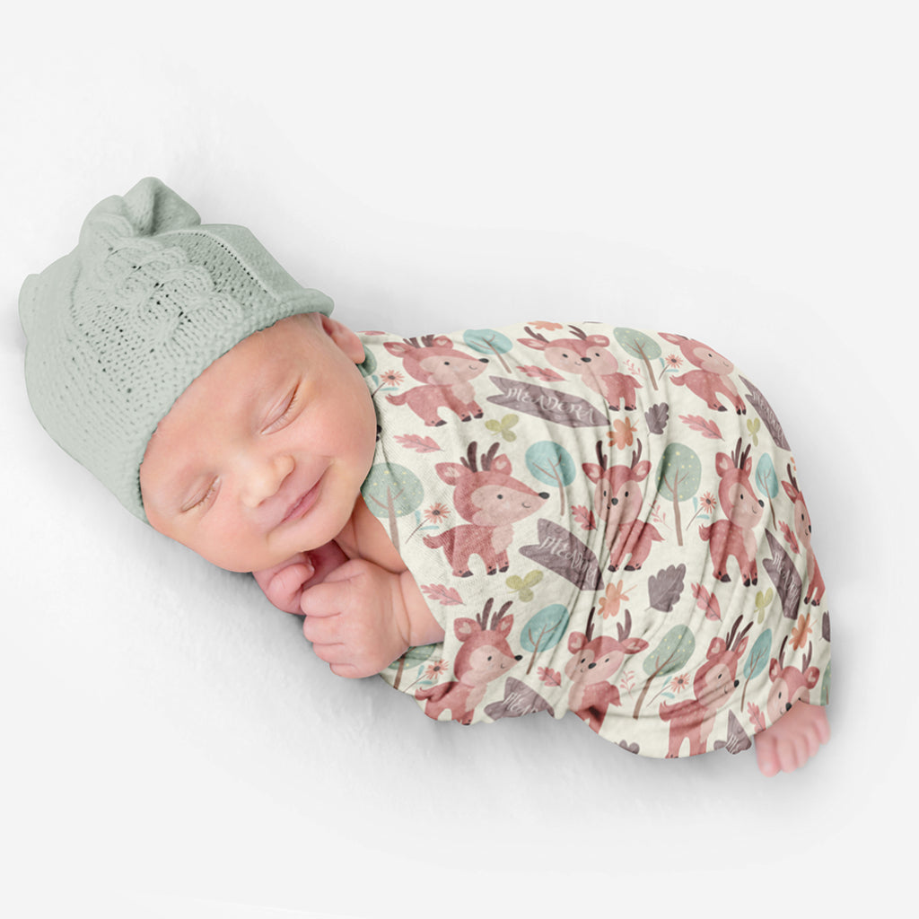 PERSONALIZED CUTE DEER SWADDLE BLANKET