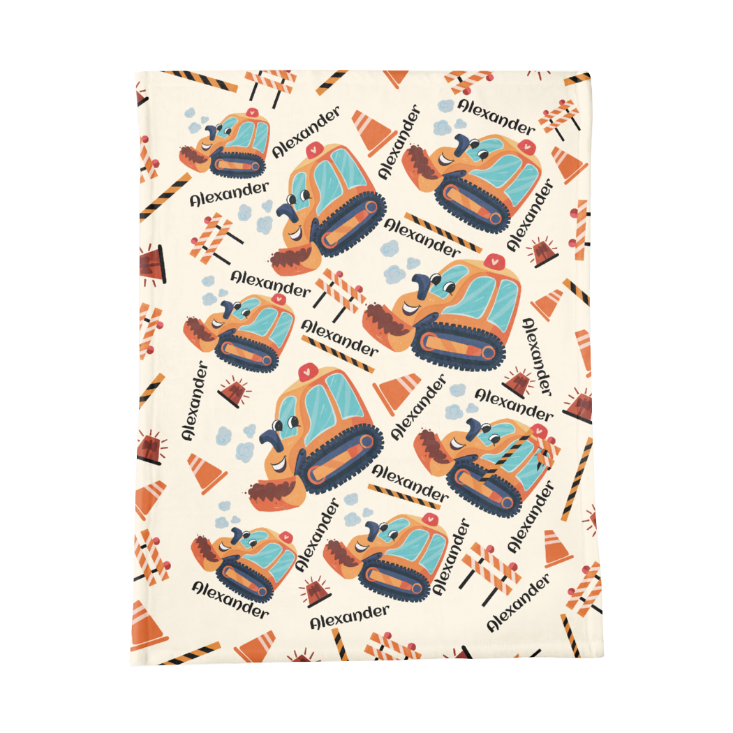 PERSONALIZED CUTE BULLDOZER MINKY BLANKET