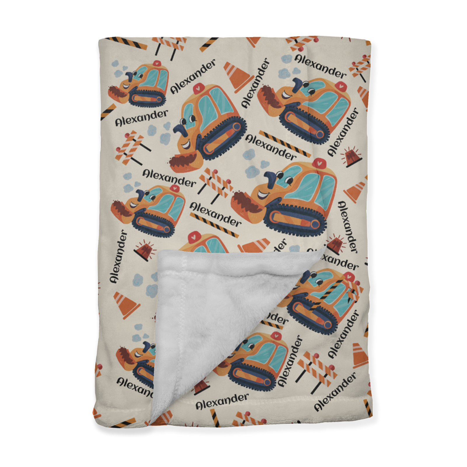 PERSONALIZED CUTE BULLDOZER MINKY BLANKET