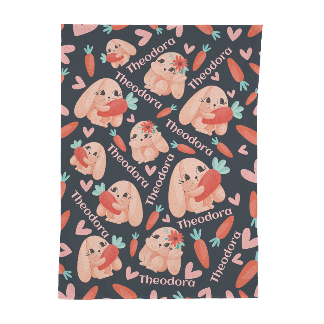 PERSONALIZED CUTE BUNNY SWADDLE BLANKET