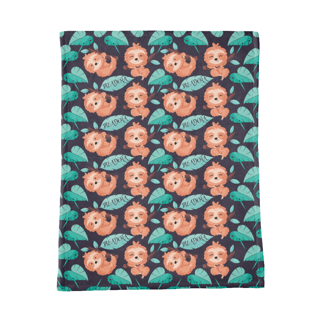 PERSONALIZED CUTE SLOTH MINKY BLANKET