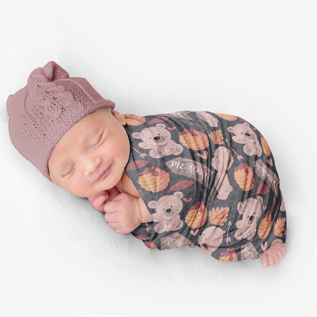 PERSONALIZED CUTE BEAR SWADDLE BLANKET