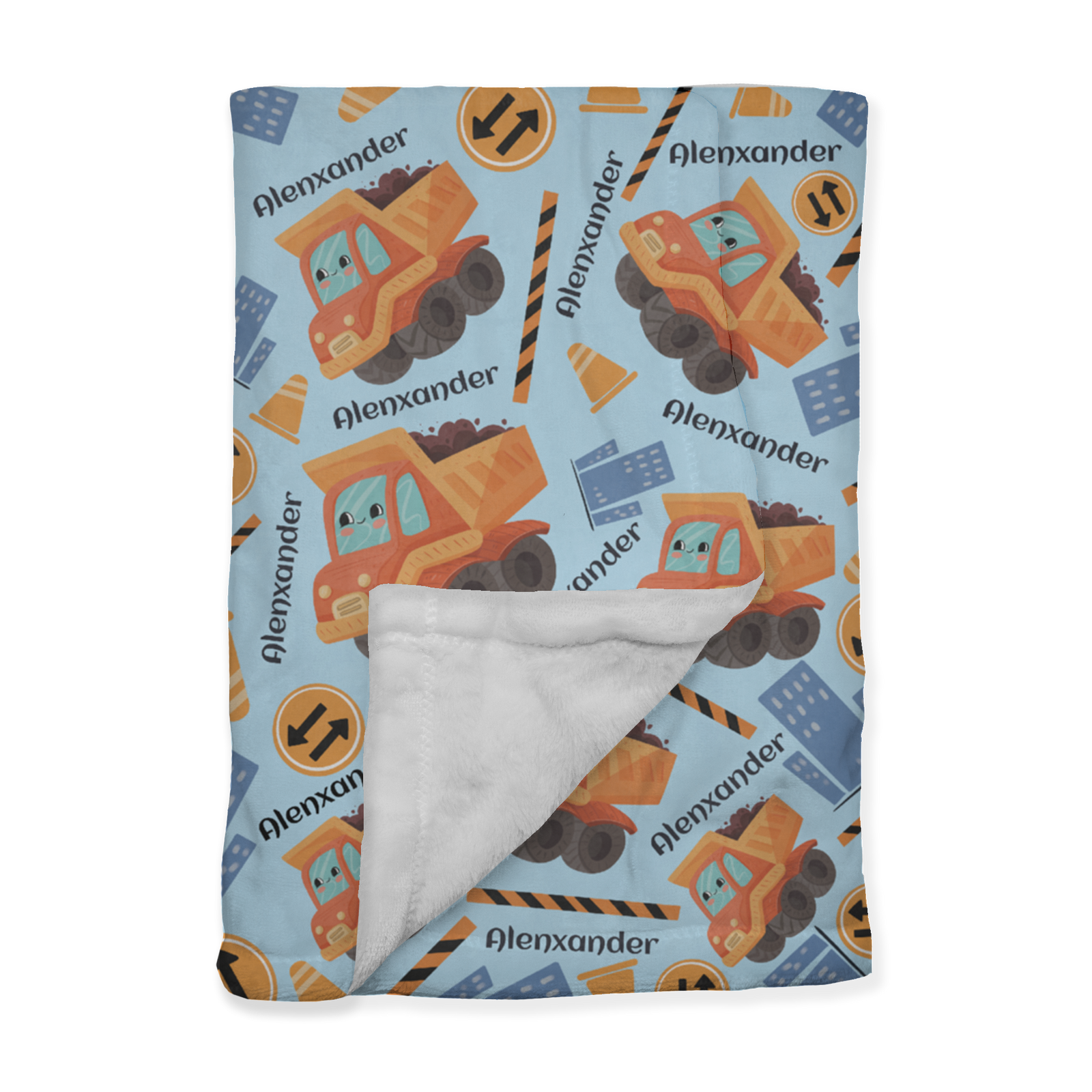 PERSONALIZED CUTE DUMP TRUCK MINKY BLANKET