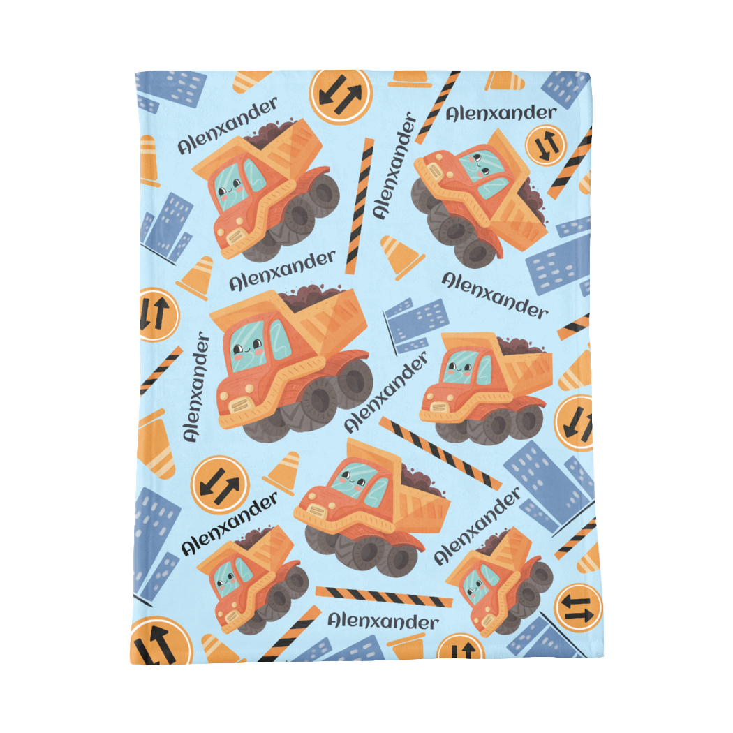 PERSONALIZED CUTE DUMP TRUCK MINKY BLANKET