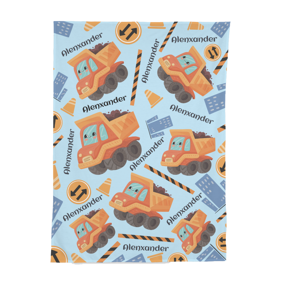 PERSONALIZED CUTE DUMP TRUCK SWADDLE BLANKET