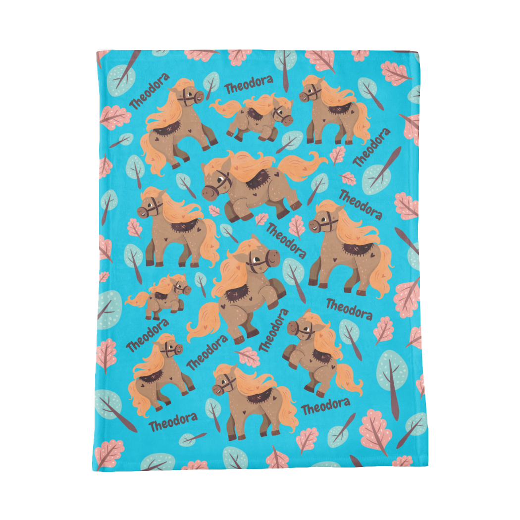 PERSONALIZED CUTE HORSE MINKY BLANKET