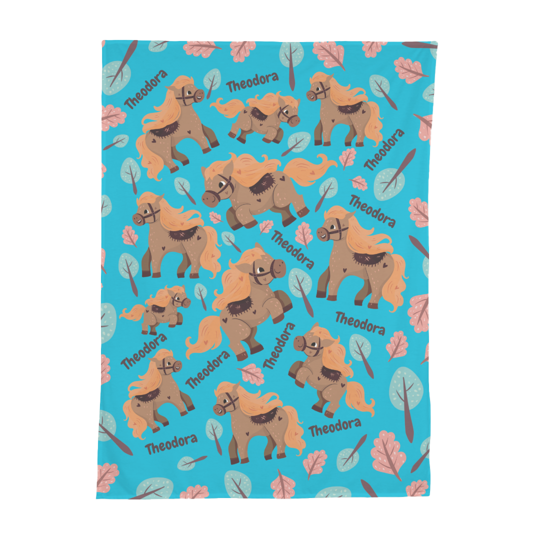 PERSONALIZED CUTE HORSE SWADDLE BLANKET