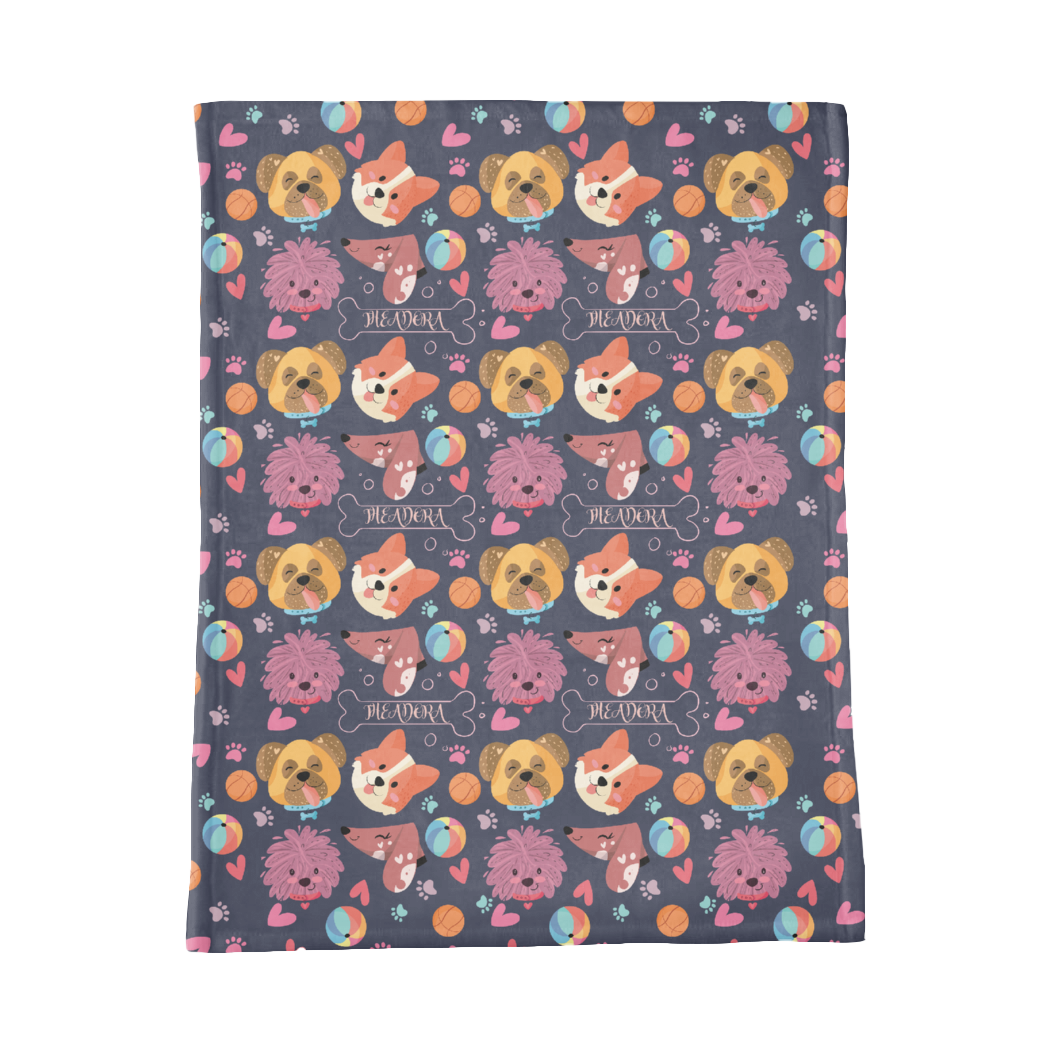 PERSONALIZED CUTE PUPPY MINKY BLANKET