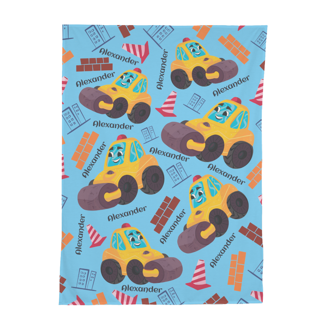 PERSONALIZED CUTE STEAMROLLER SWADDLE BLANKET