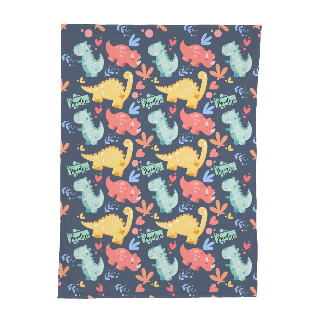 PERSONALIZED CUTE DINOSAUR SWADDLE BLANKET