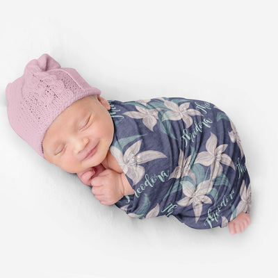 PERSONALIZED CUTE LILIES SWADDLE BLANKET