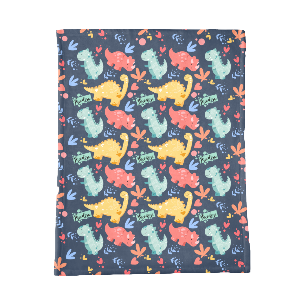PERSONALIZED CUTE DINOSAUR MINKY BLANKET