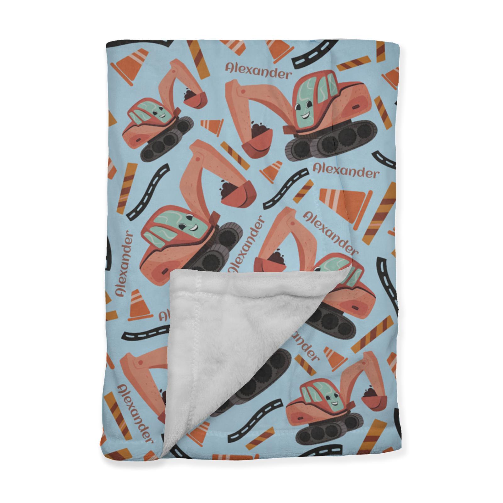 PERSONALIZED CUTE EXCAVATOR MINKY BLANKET
