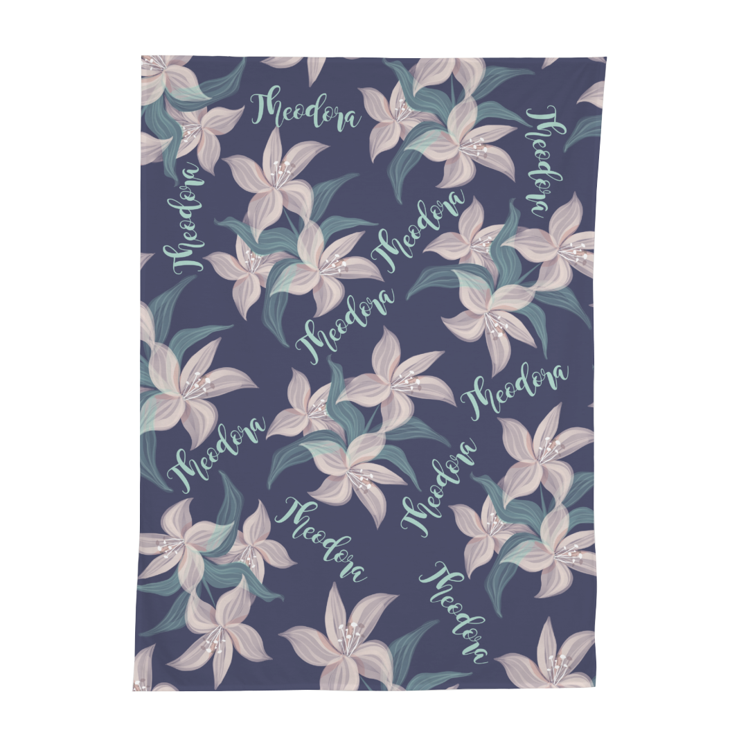 PERSONALIZED CUTE LILIES SWADDLE BLANKET
