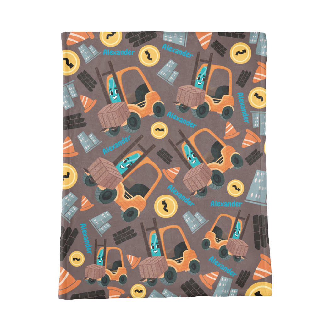 PERSONALIZED CUTE FORKLIFT MINKY BLANKET