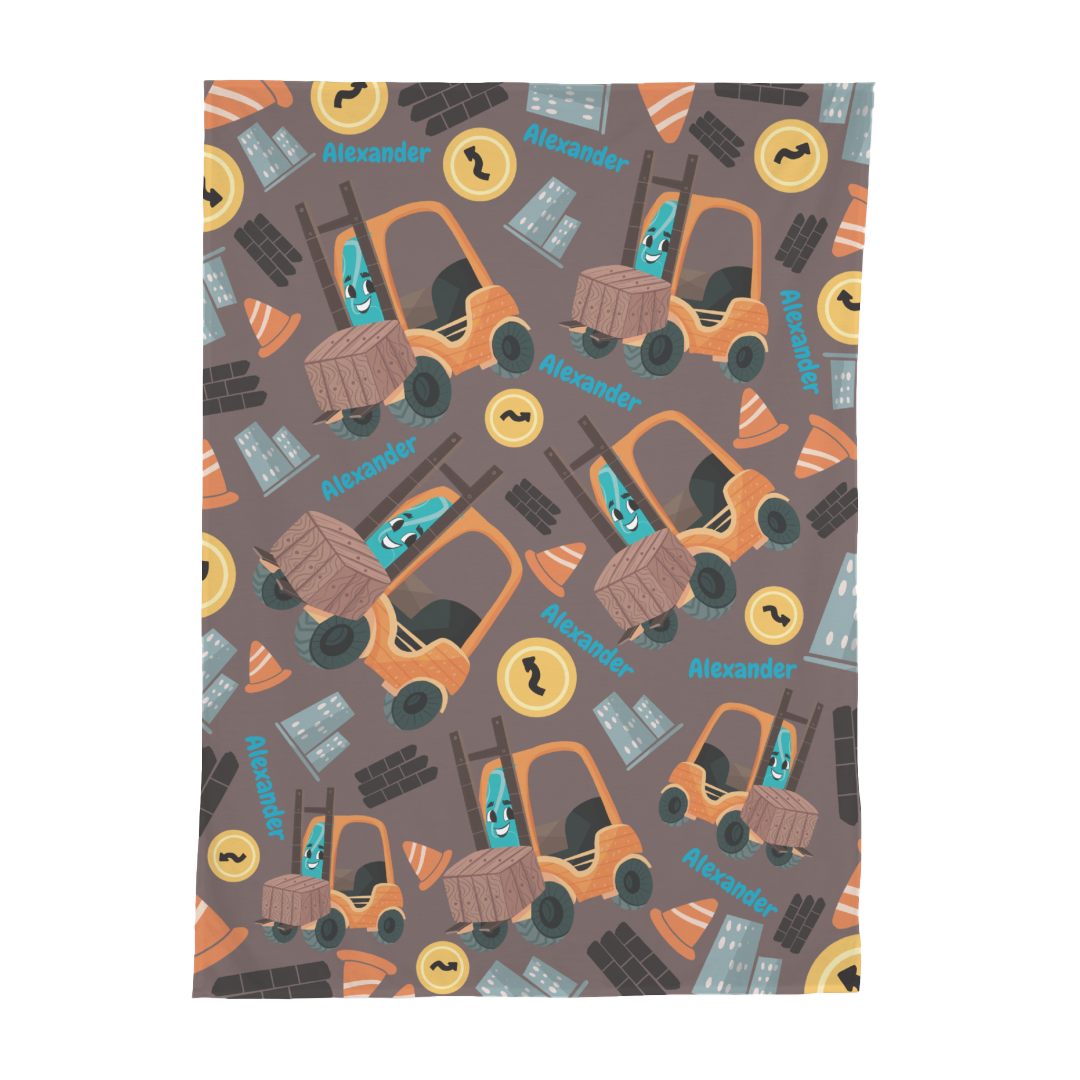 PERSONALIZED CUTE FORKLIFT SWADDLE BLANKET