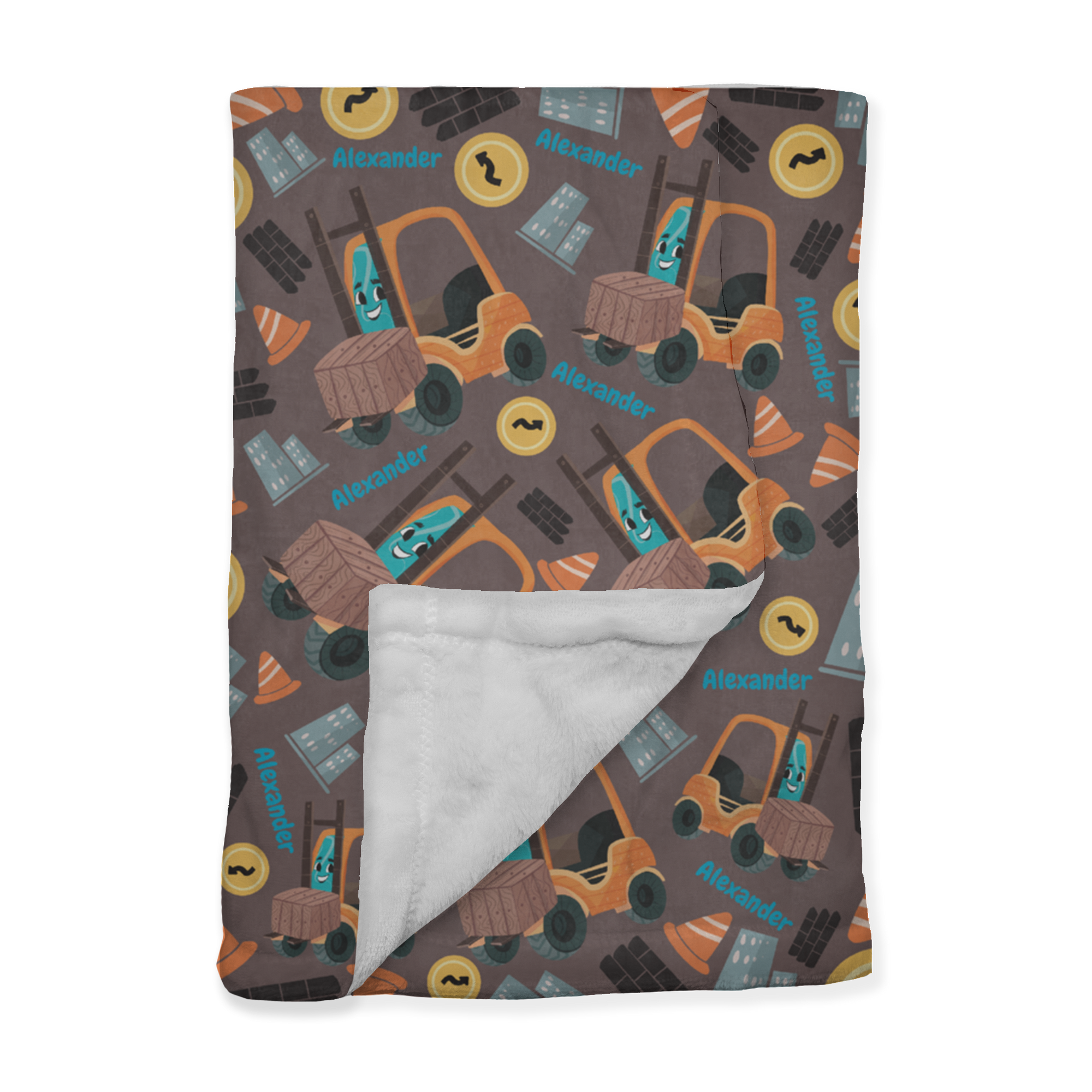 PERSONALIZED CUTE FORKLIFT MINKY BLANKET
