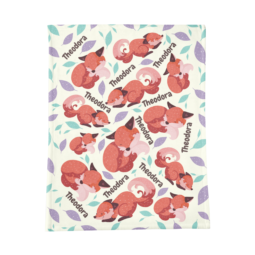 PERSONALIZED CUTE FOX MINKY BLANKET