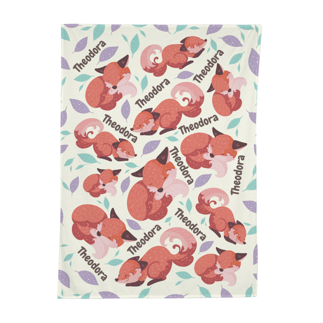 PERSONALIZED CUTE FOX SWADDLE BLANKET