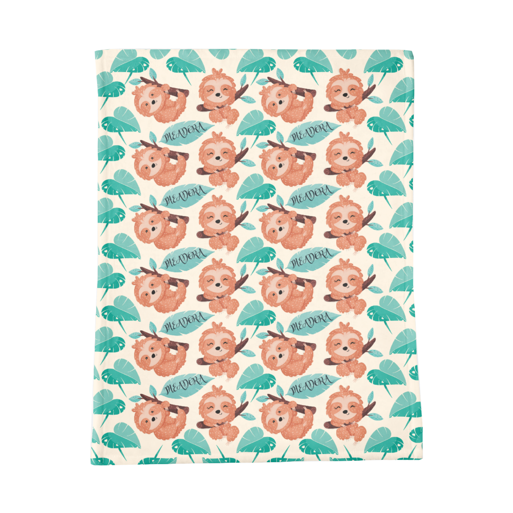 PERSONALIZED CUTE SLOTH MINKY BLANKET