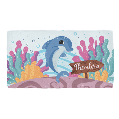 PERSONALIZED CUTE DOLPHIN CRIB SHEET