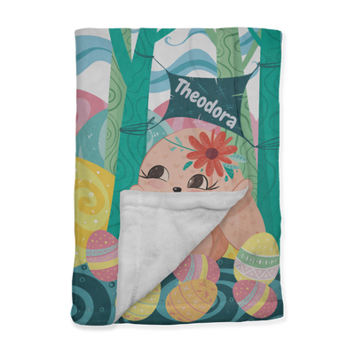 PERSONALIZED CUTE EASTER BUNNY MINKY BLANKET