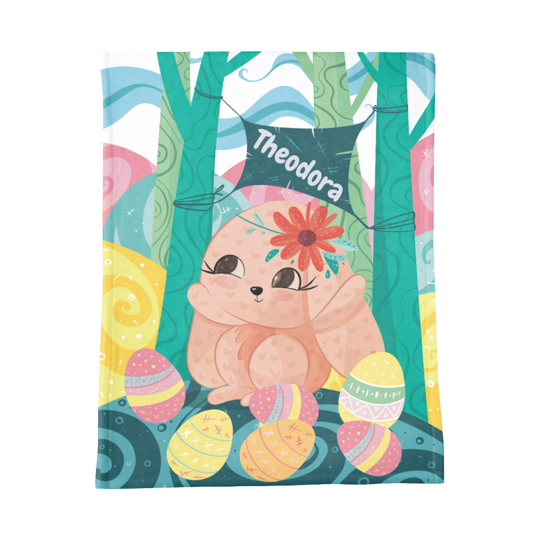 PERSONALIZED CUTE EASTER BUNNY MINKY BLANKET