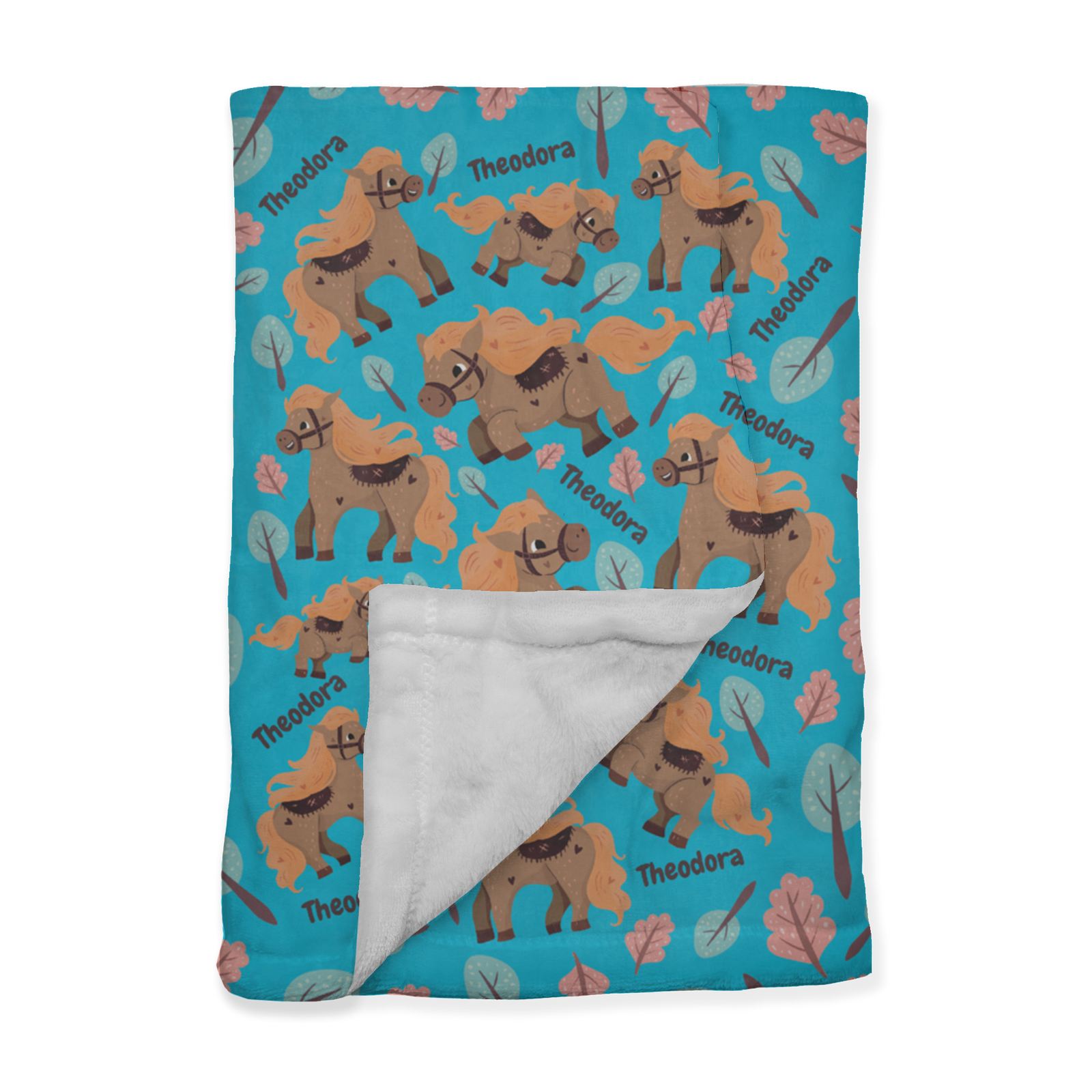 PERSONALIZED CUTE HORSE MINKY BLANKET