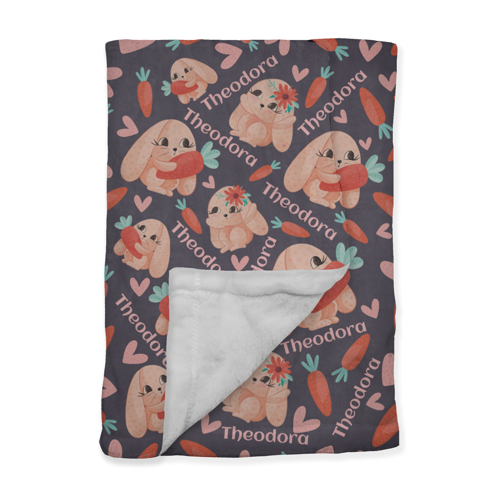 PERSONALIZED CUTE BUNNY MINKY BLANKET