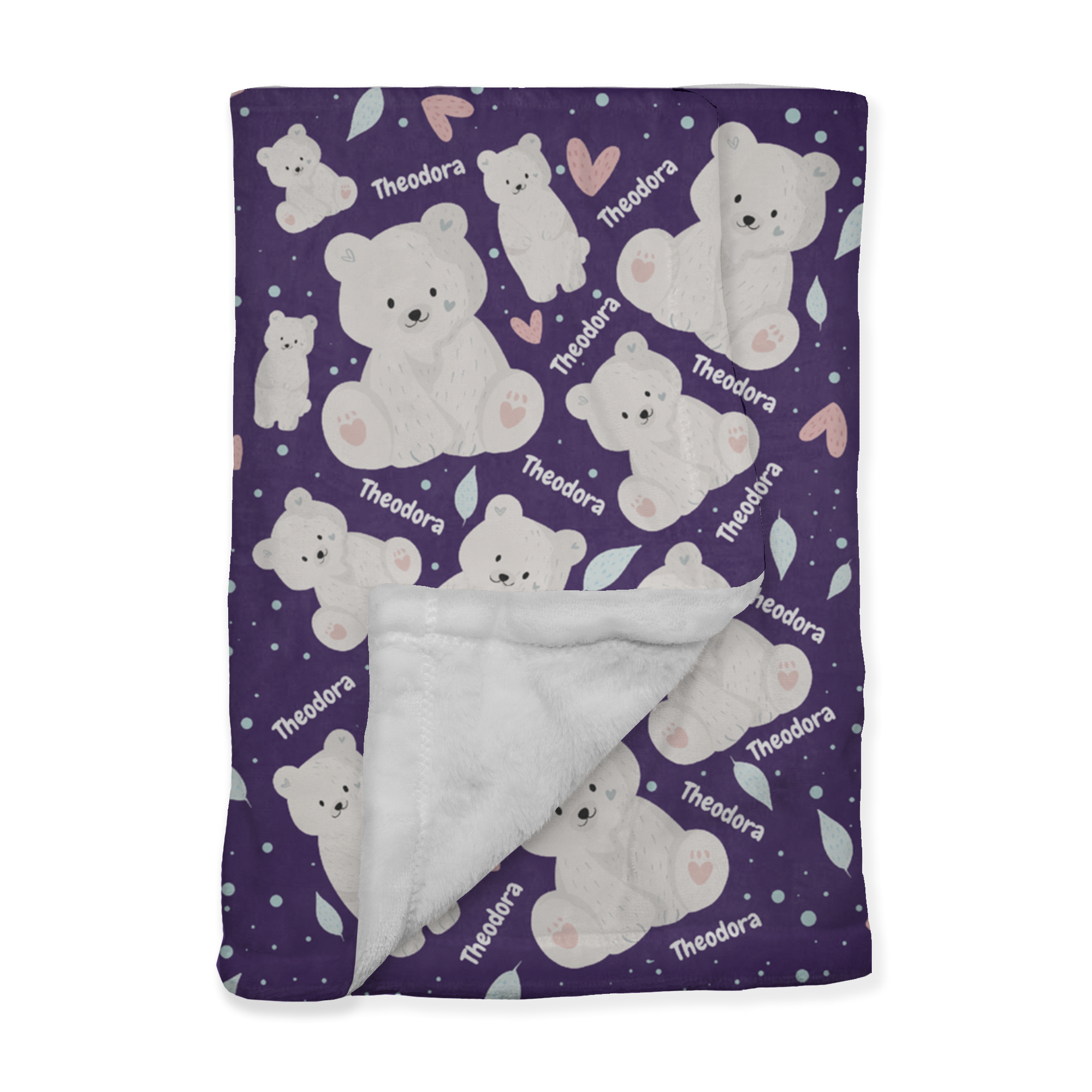 PERSONALIZED CUTE POLAR BEAR MINKY BLANKET