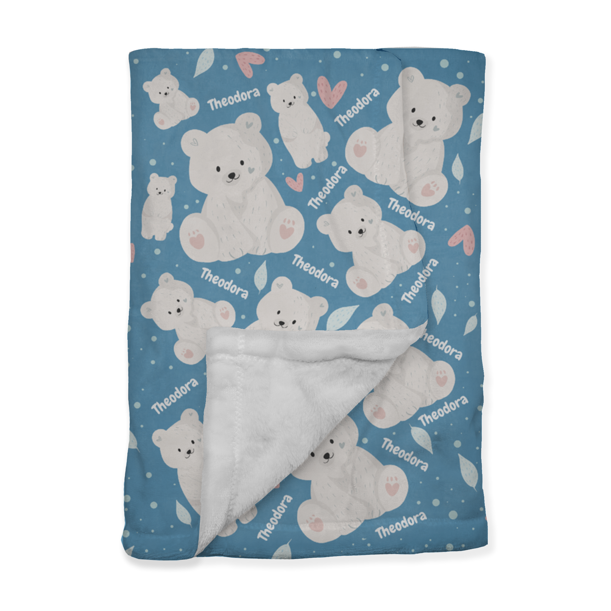 PERSONALIZED CUTE POLAR BEAR MINKY BLANKET