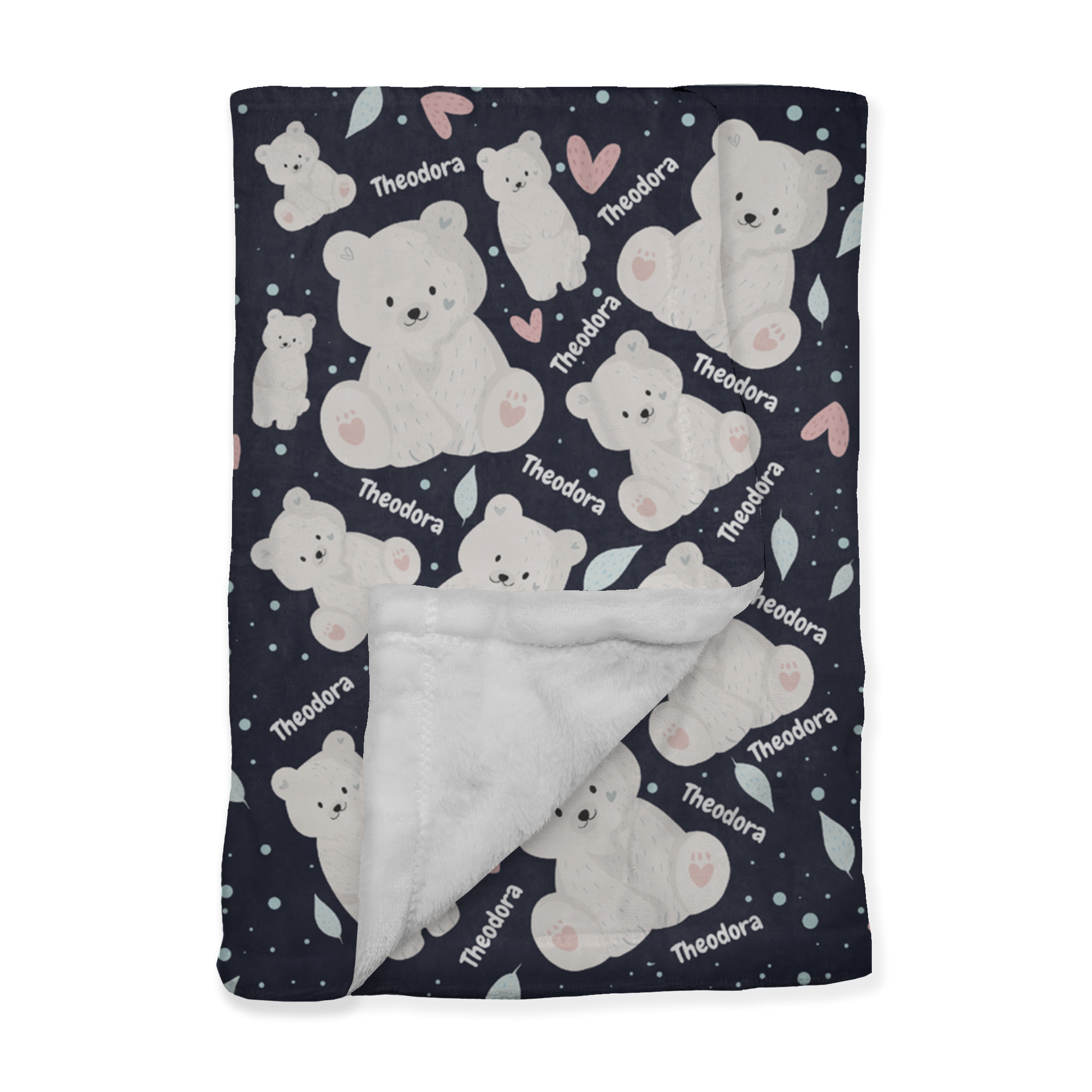 PERSONALIZED CUTE POLAR BEAR MINKY BLANKET