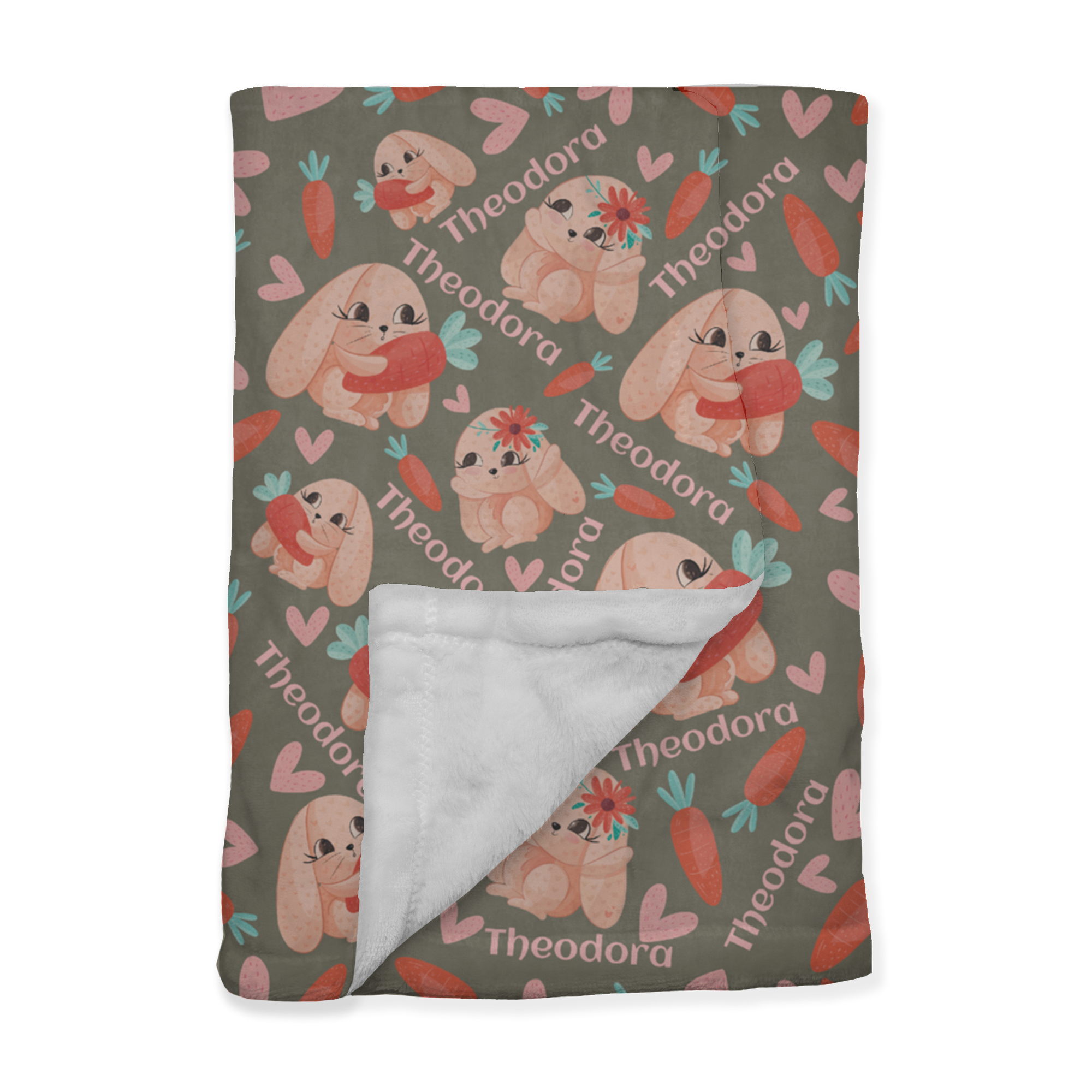 PERSONALIZED CUTE BUNNY MINKY BLANKET