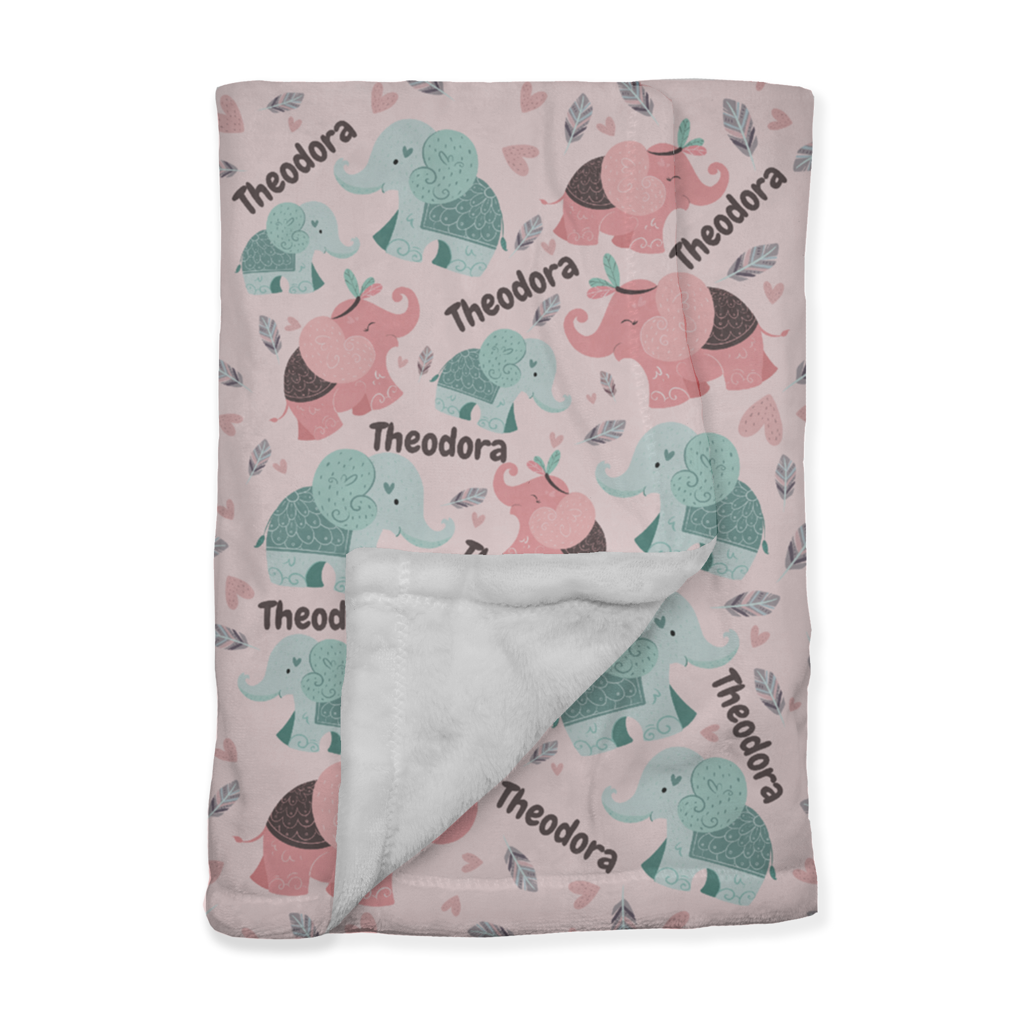 PERSONALIZED CUTE ELEPHANT MINKY BLANKET