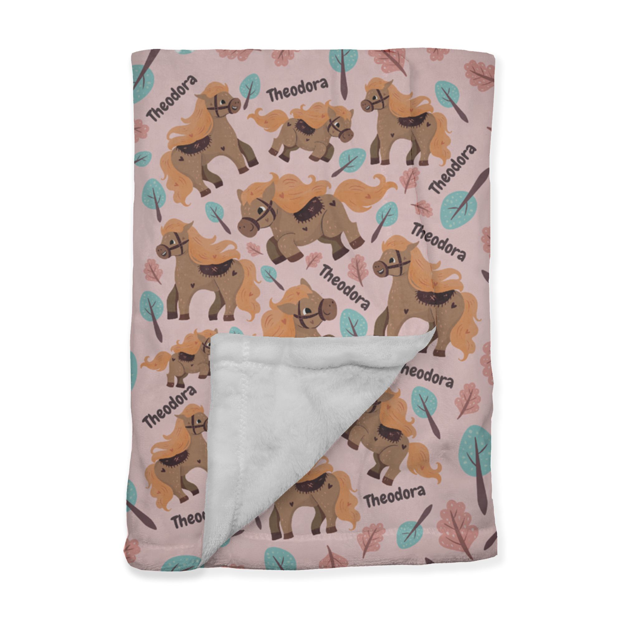 PERSONALIZED CUTE HORSE MINKY BLANKET