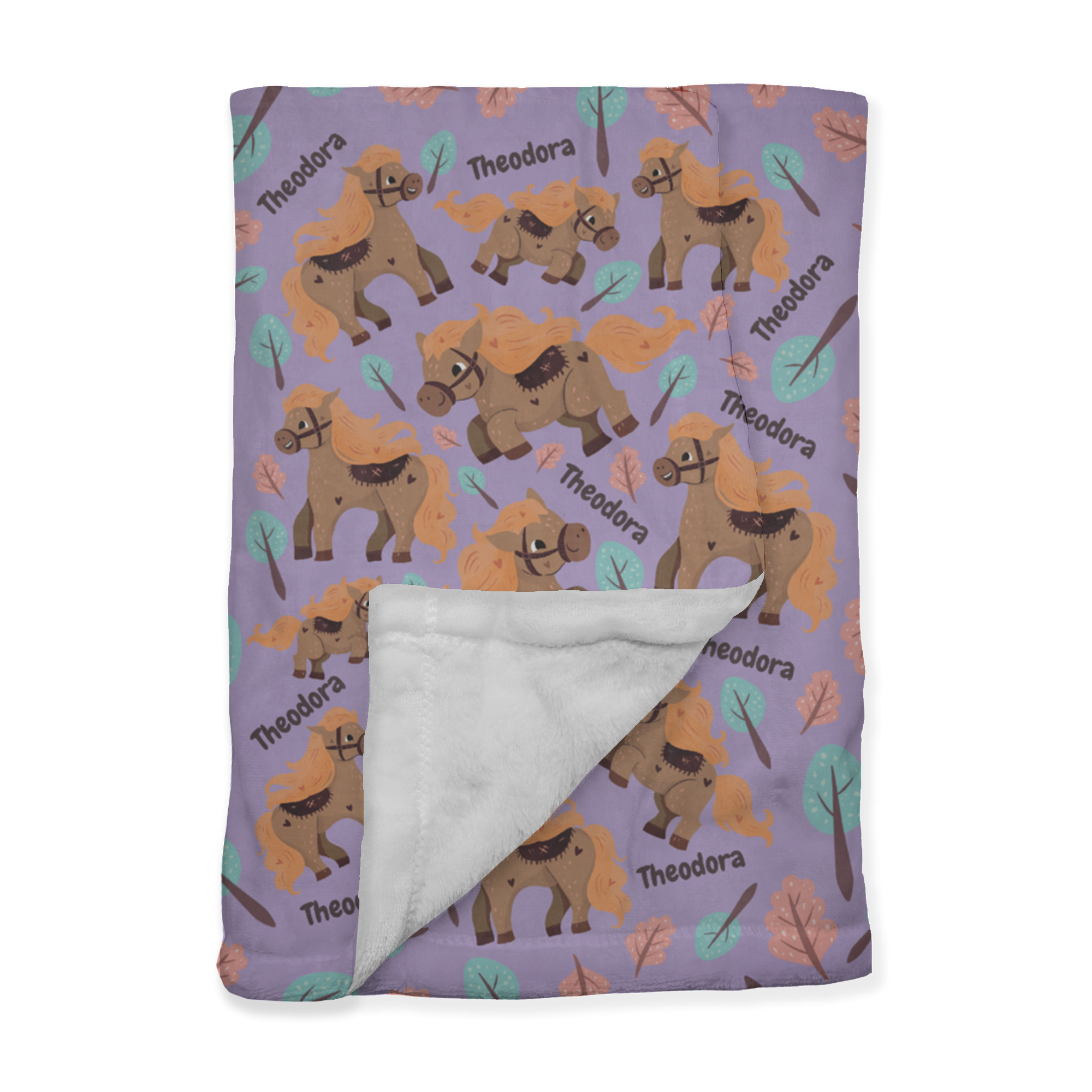 PERSONALIZED CUTE HORSE MINKY BLANKET