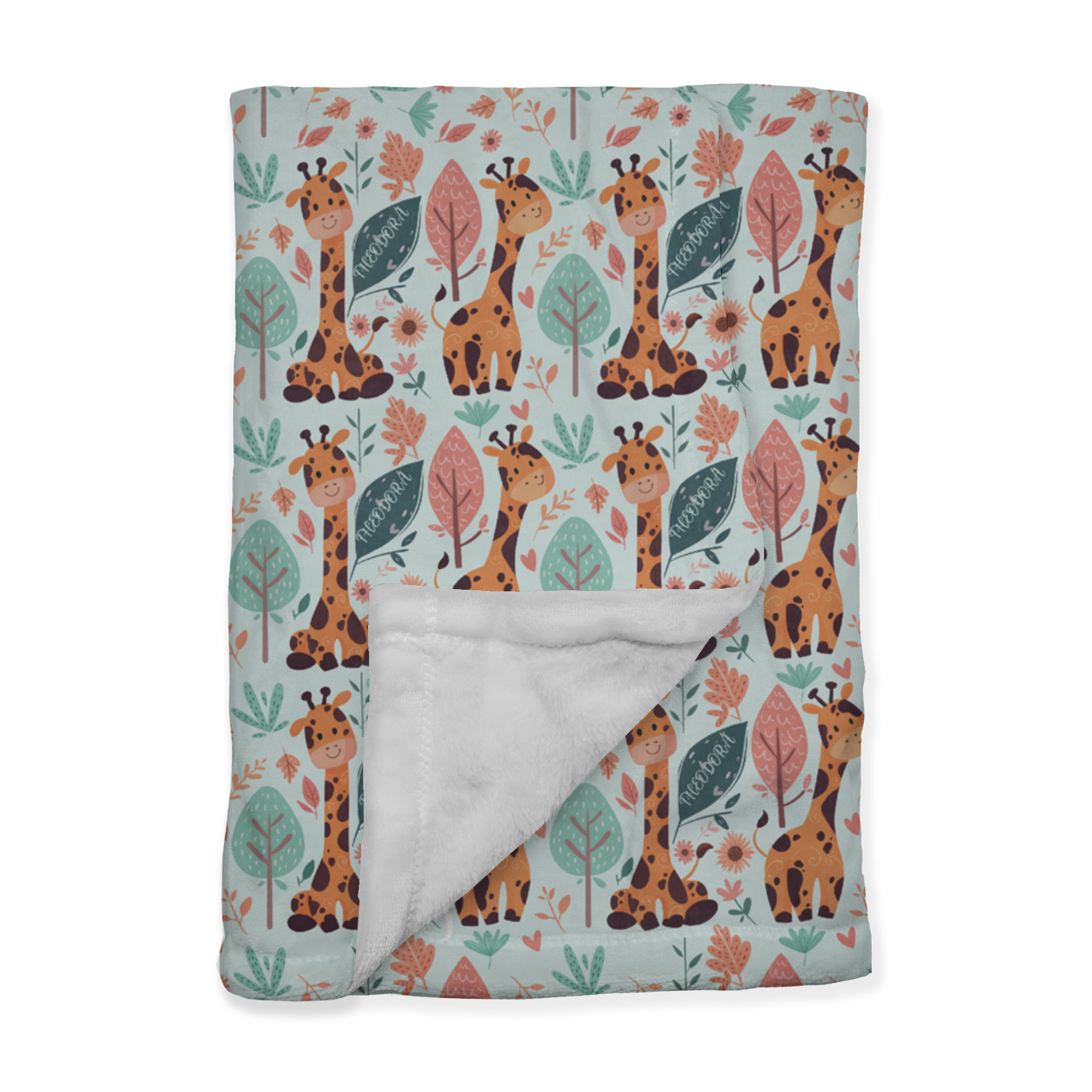 PERSONALIZED CUTE GIRAFFE MINKY BLANKET