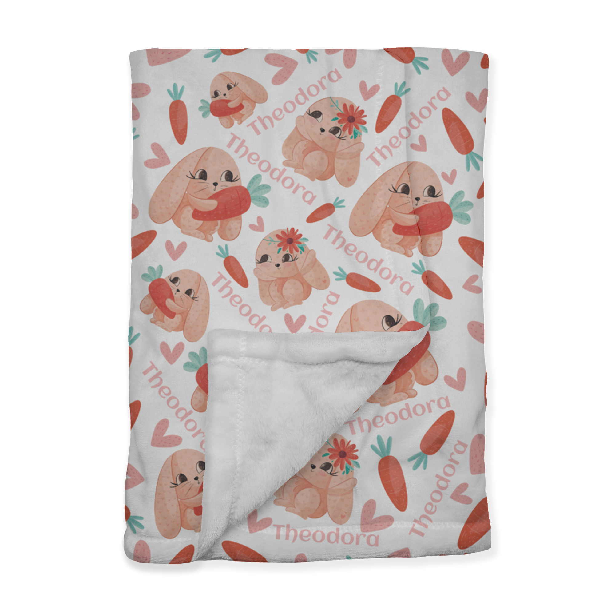 PERSONALIZED CUTE BUNNY MINKY BLANKET