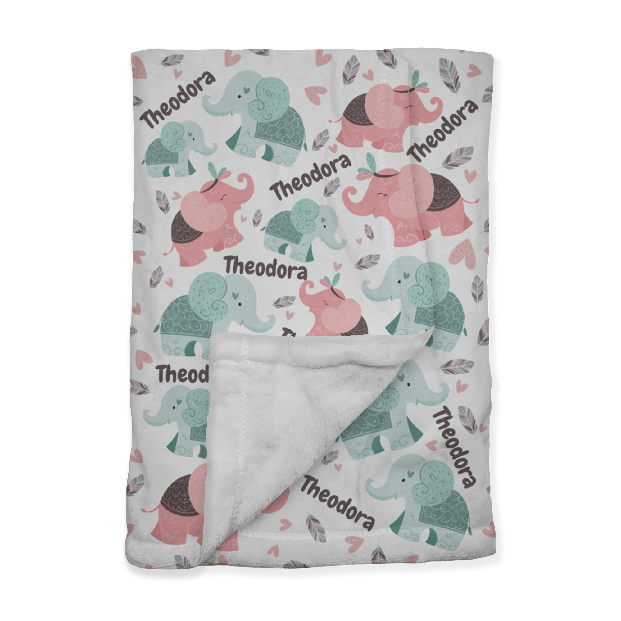 PERSONALIZED CUTE ELEPHANT MINKY BLANKET