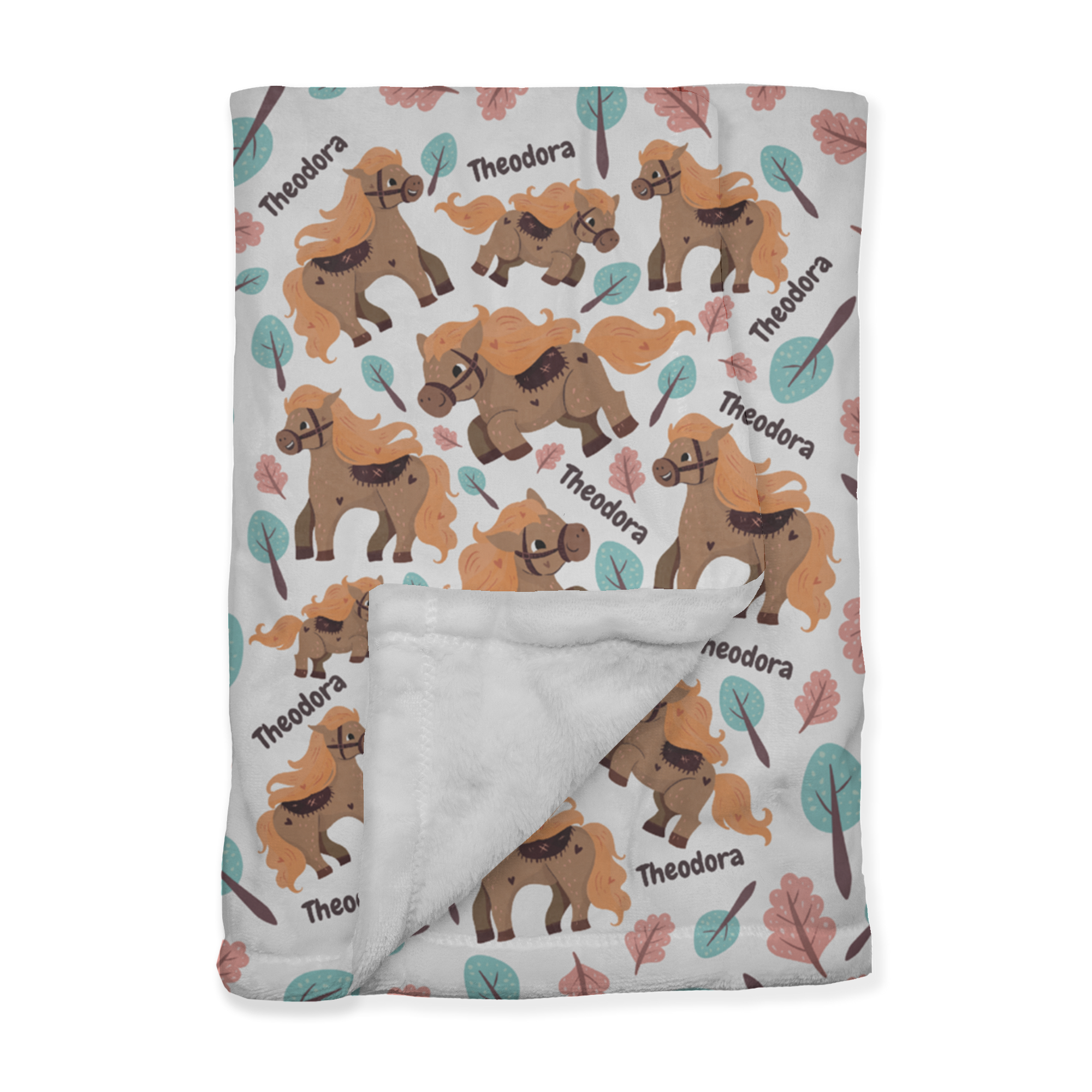 PERSONALIZED CUTE HORSE MINKY BLANKET
