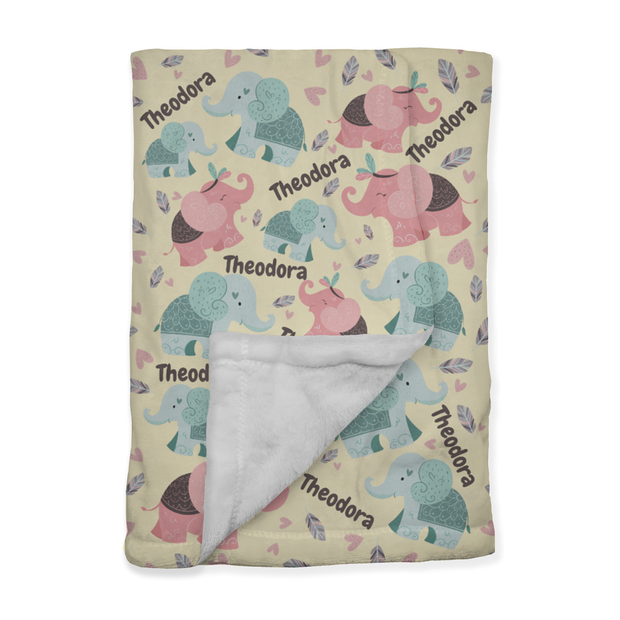 PERSONALIZED CUTE ELEPHANT MINKY BLANKET