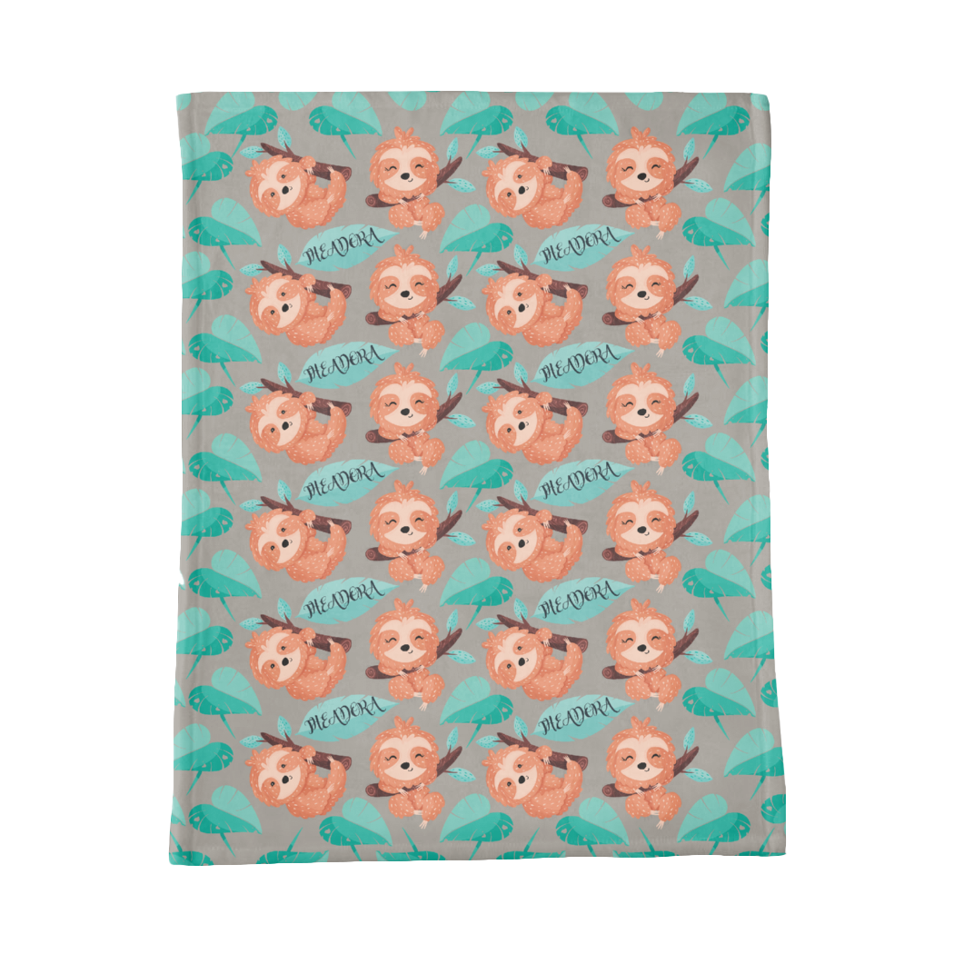 PERSONALIZED CUTE SLOTH MINKY BLANKET