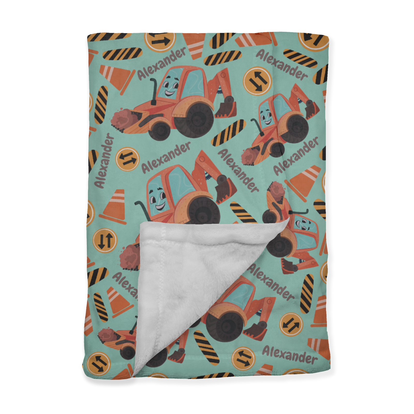 PERSONALIZED CUTE BACKHOE MINKY BLANKET